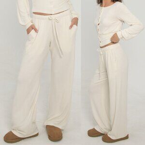 FORM Drawstring Sweater Knit Wide Leg Sweatpants Pants - Cloud - Size Large